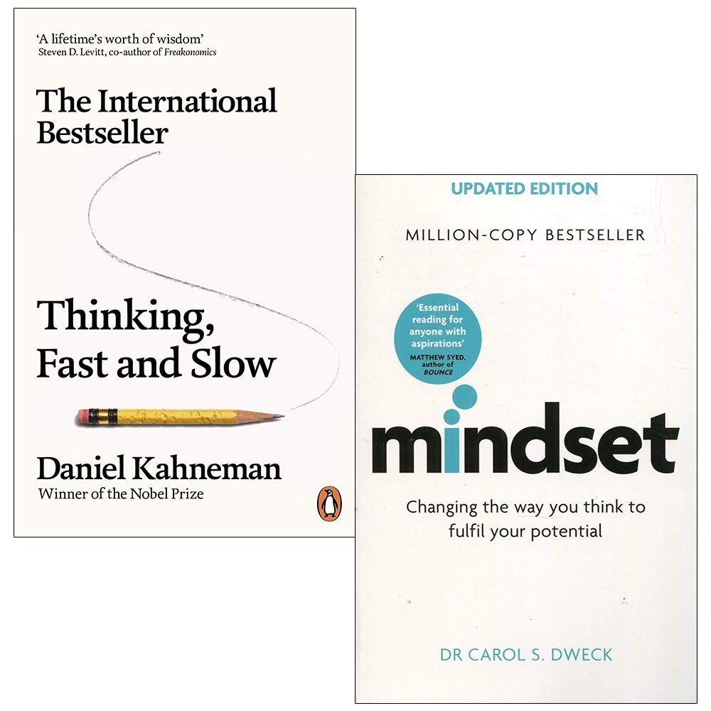 Kahneman and Dweck 2 Books Collection Set in paperback, featuring insights on psychology and growth mindset by Carol S. Dweck.