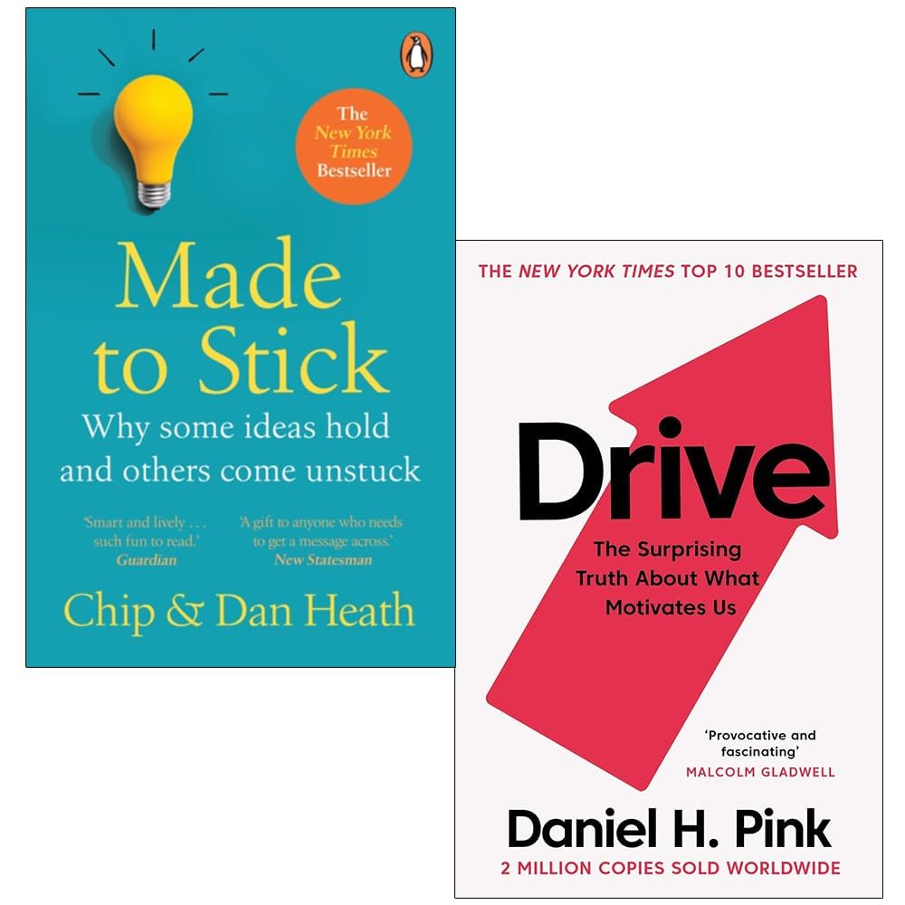 Heath and Pink books collection set featuring two nonfiction paperbacks by Chip Heath and Daniel H. Pink.