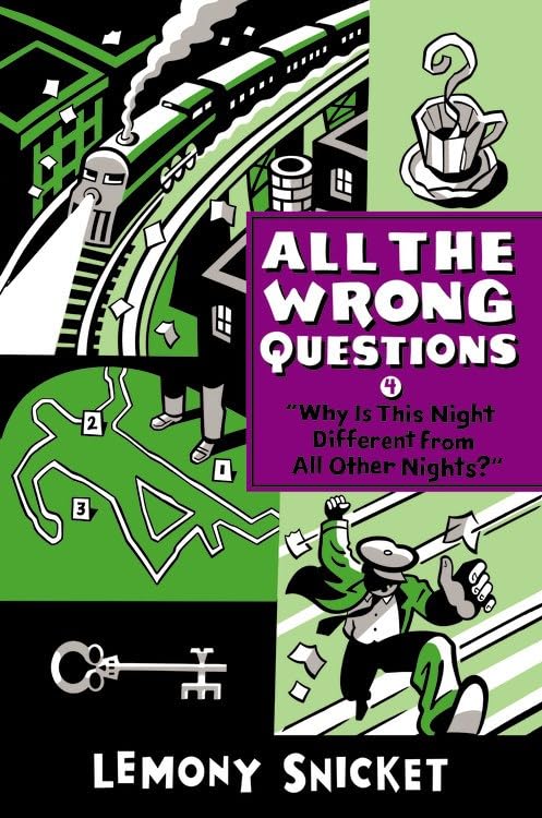 Four paperback books from the Lemony Snicket All The Wrong Questions collection by Little, Brown Books for Young Readers Ltd.