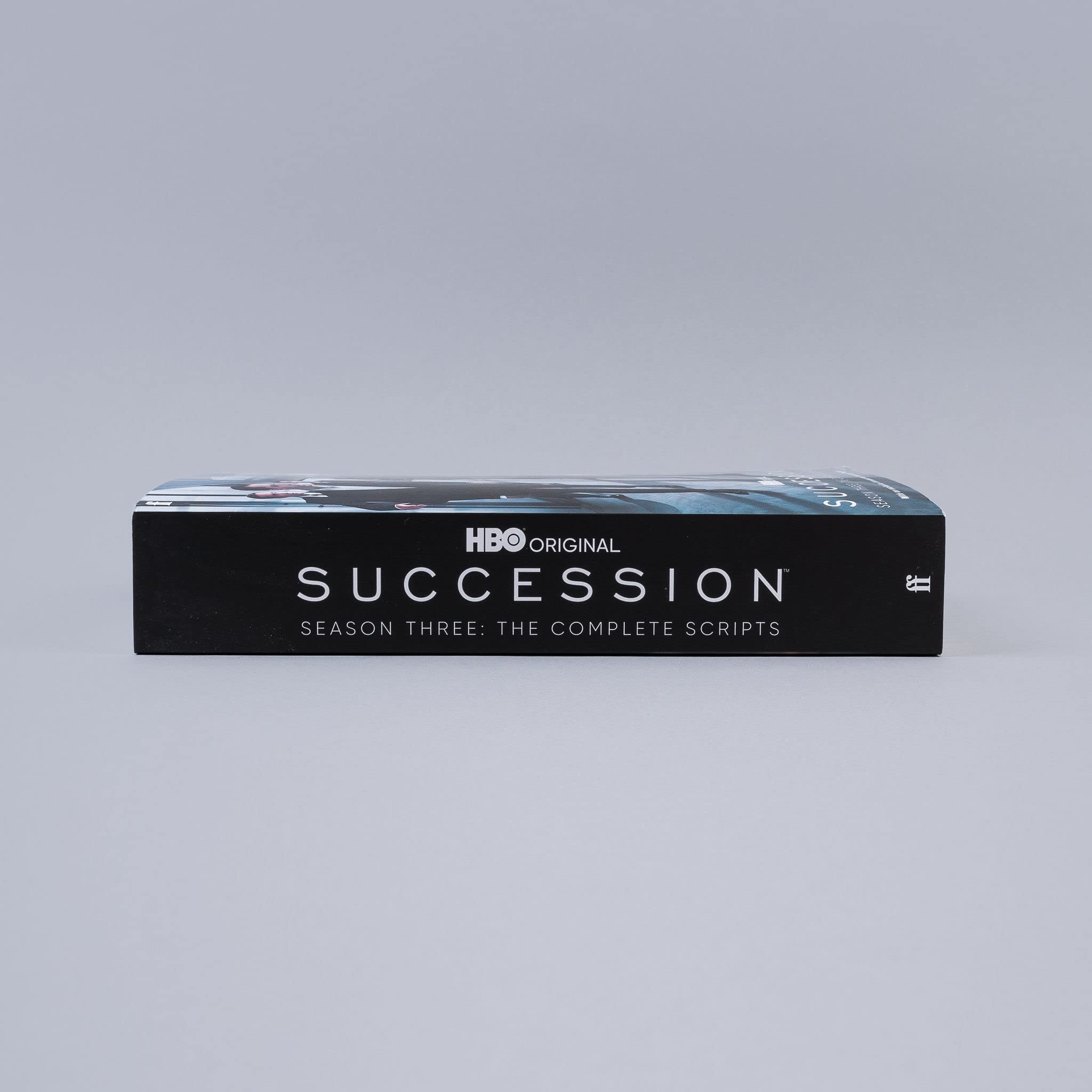 Complete scripts of Succession Season 3 by Jesse Armstrong, Faber & Faber paperback edition on a textured surface.