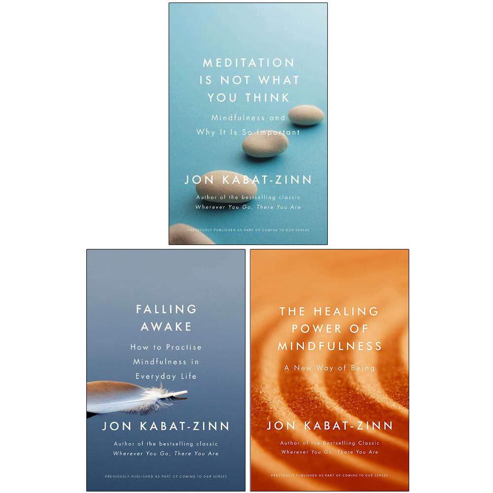 Jon Kabat-Zinn 3 Books Collection Set in paperback, showcasing covers of mindfulness and meditation topics.