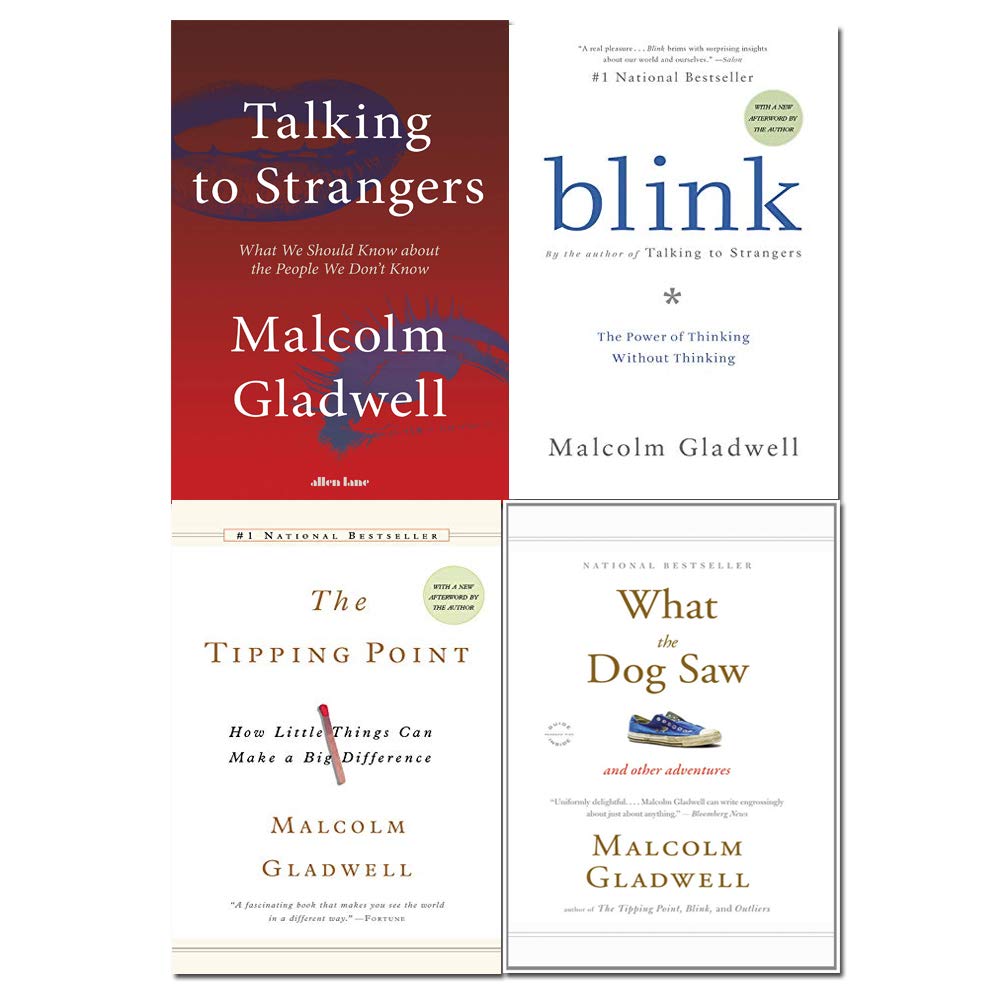 Malcolm Gladwell 4 book collection set in paperback, featuring insightful non-fiction titles by the acclaimed author.