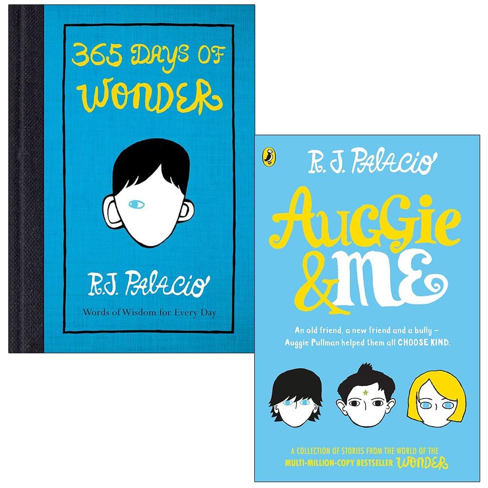 Wonder Duo Collection by R. J. Palacio, featuring two paperback books for children ages 5 and up, displayed together.