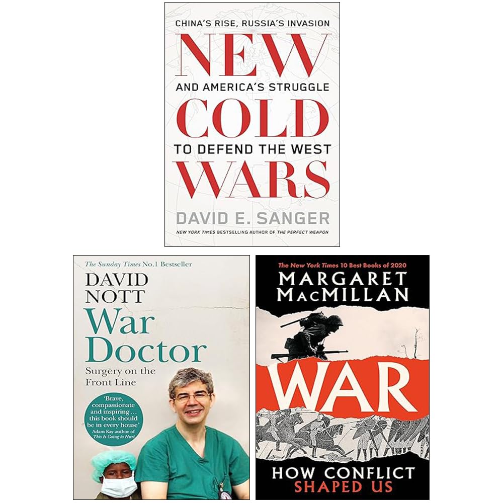 Three paperback books from the Conflict Set by Various Authors, featuring titles by David E. Sanger.