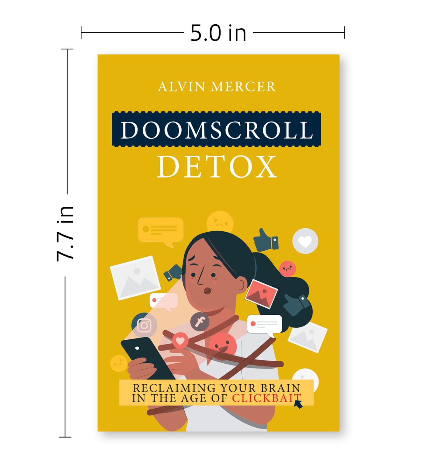 Cover of "Doomscroll Detox: Reclaiming Your Brain" paperback by Alvin Mercer, showcasing the book's title and author.