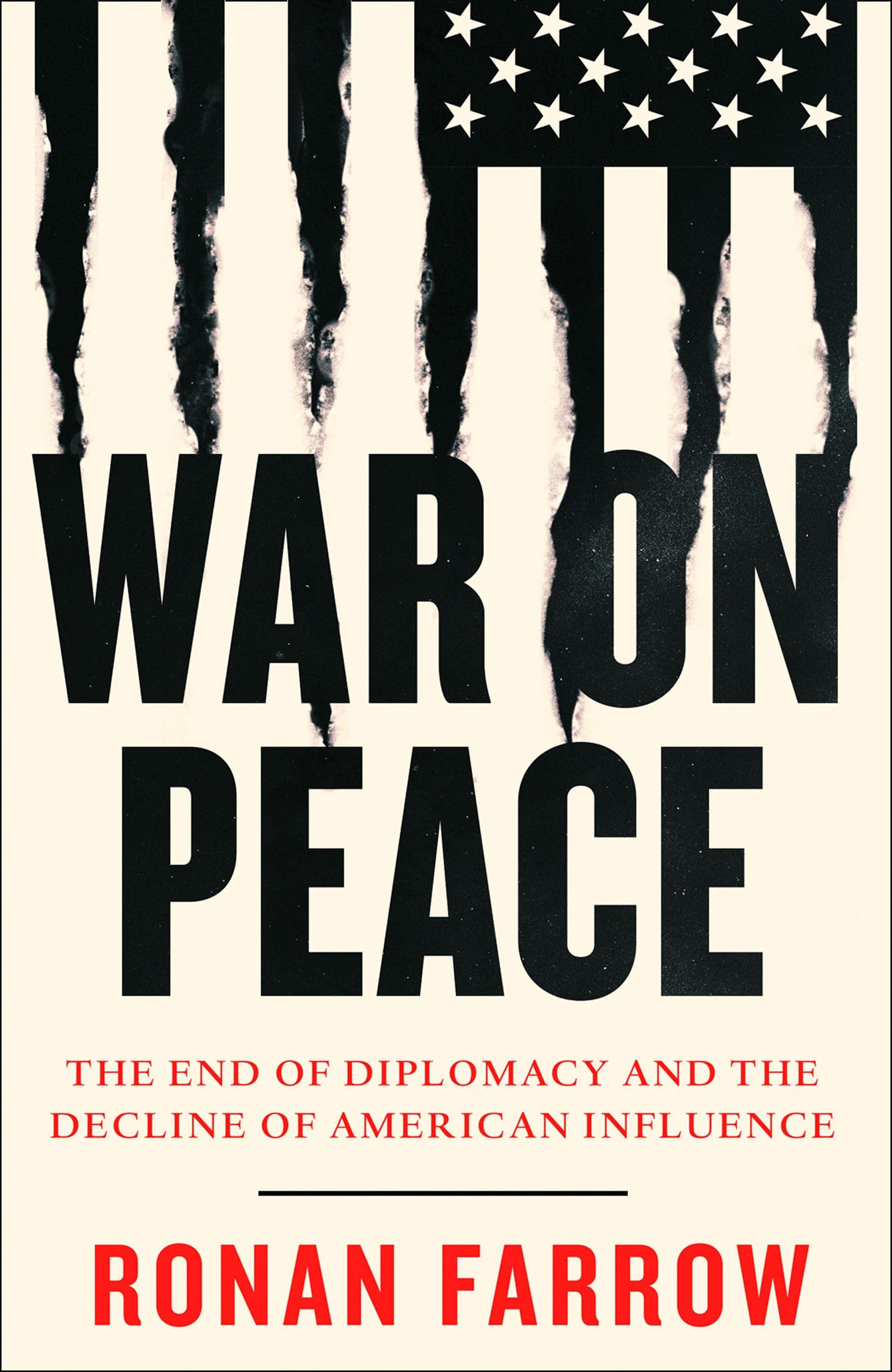 Paperback edition of "War on Peace" by Ronan Farrow, featuring a detailed cover design with the title and author's name.