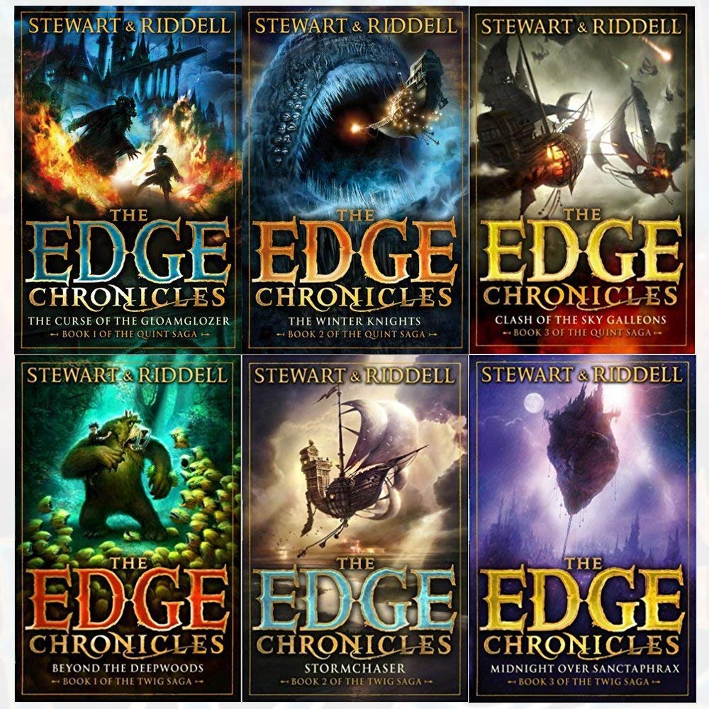 Six paperback books from the Edge Chronicles series by Paul Stewart and Chris Riddell for ages 9-12.