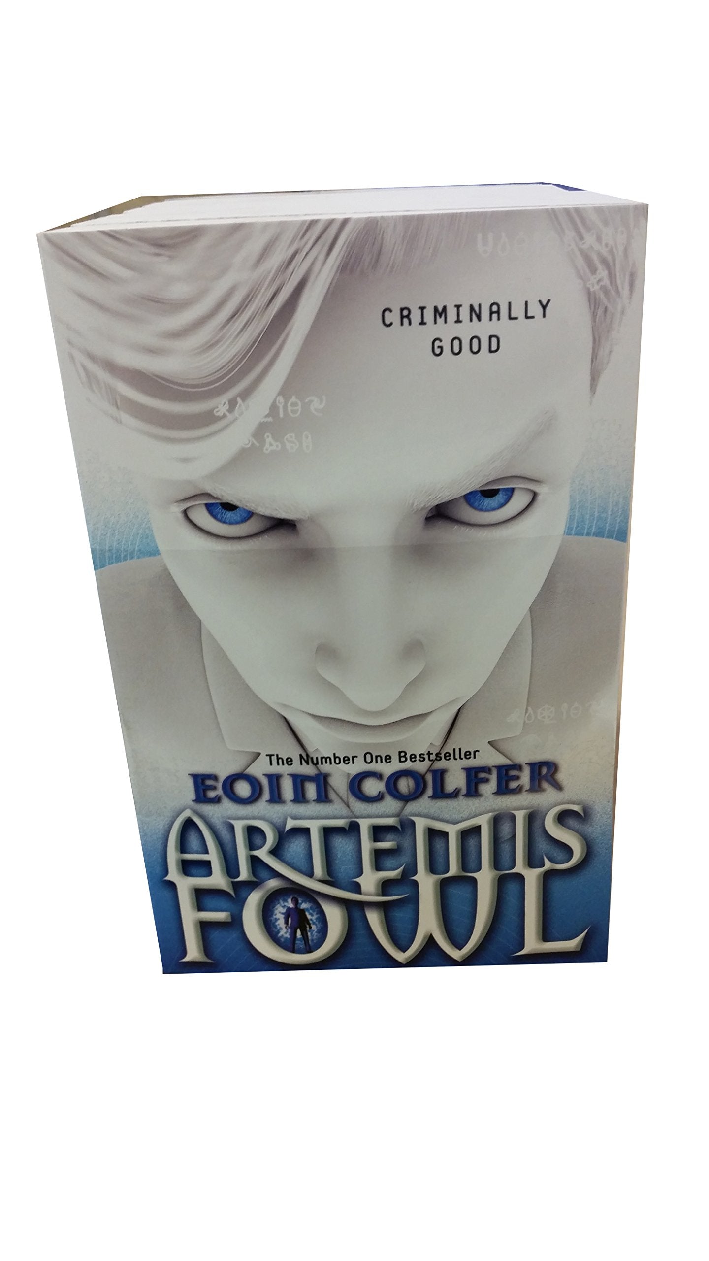 Artemis Fowl series by Eoin Colfer, 7 paperback books collection set with colorful covers, stacked on a white background.