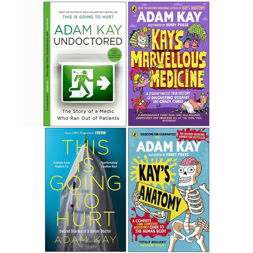 Adam Kay 4 books collection set in paperback, featuring non-fiction titles with engaging covers and author name visible.
