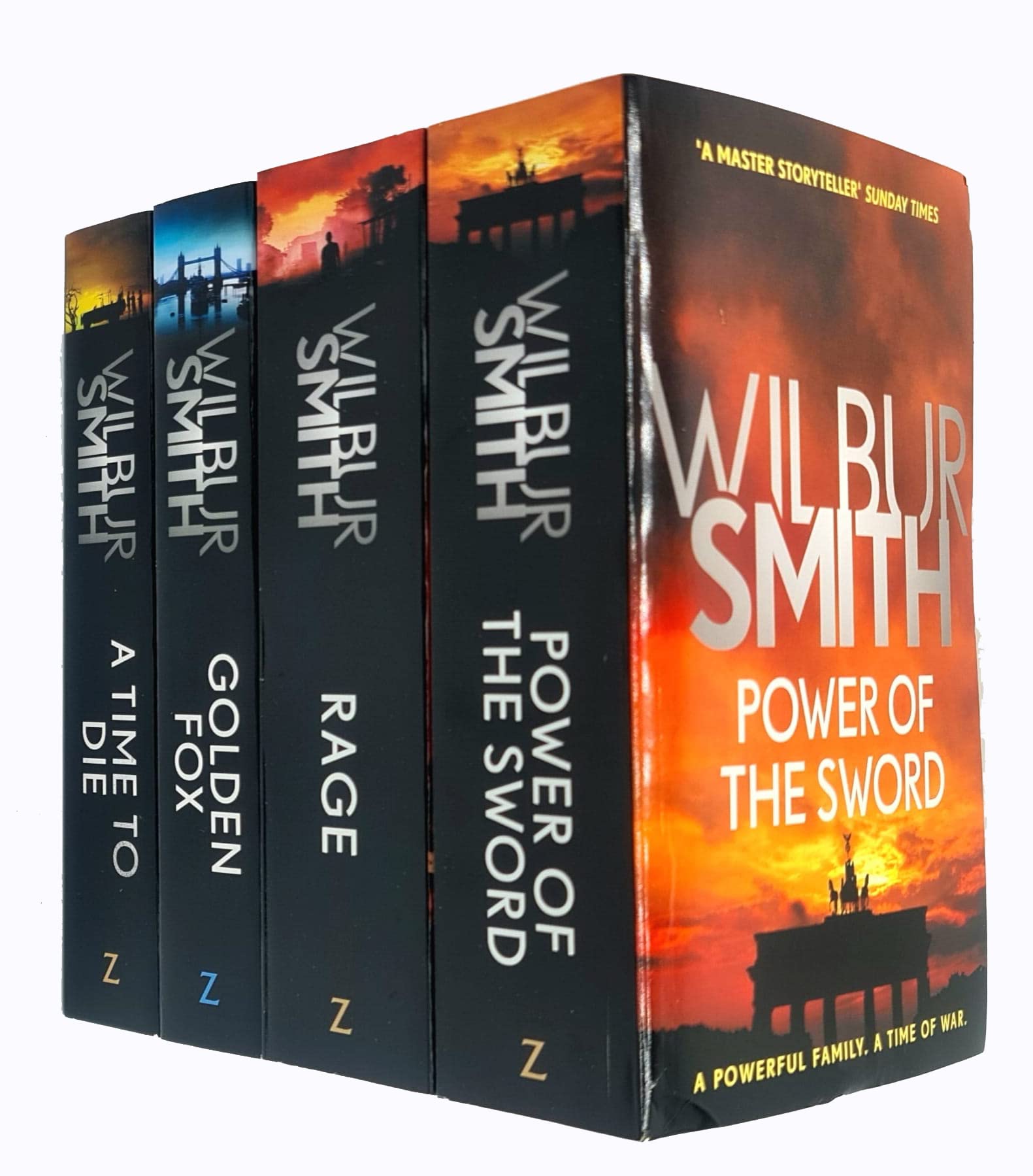 The Courtney Series by Wilbur Smith 4 paperback books collection set displayed together on a white background.