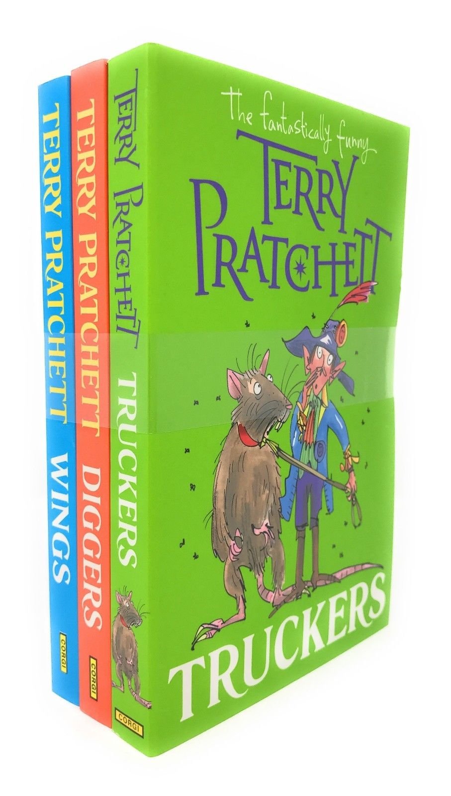 Three paperback books from "The Nomes" collection by Terry Pratchett, featuring vibrant covers and colorful illustrations.