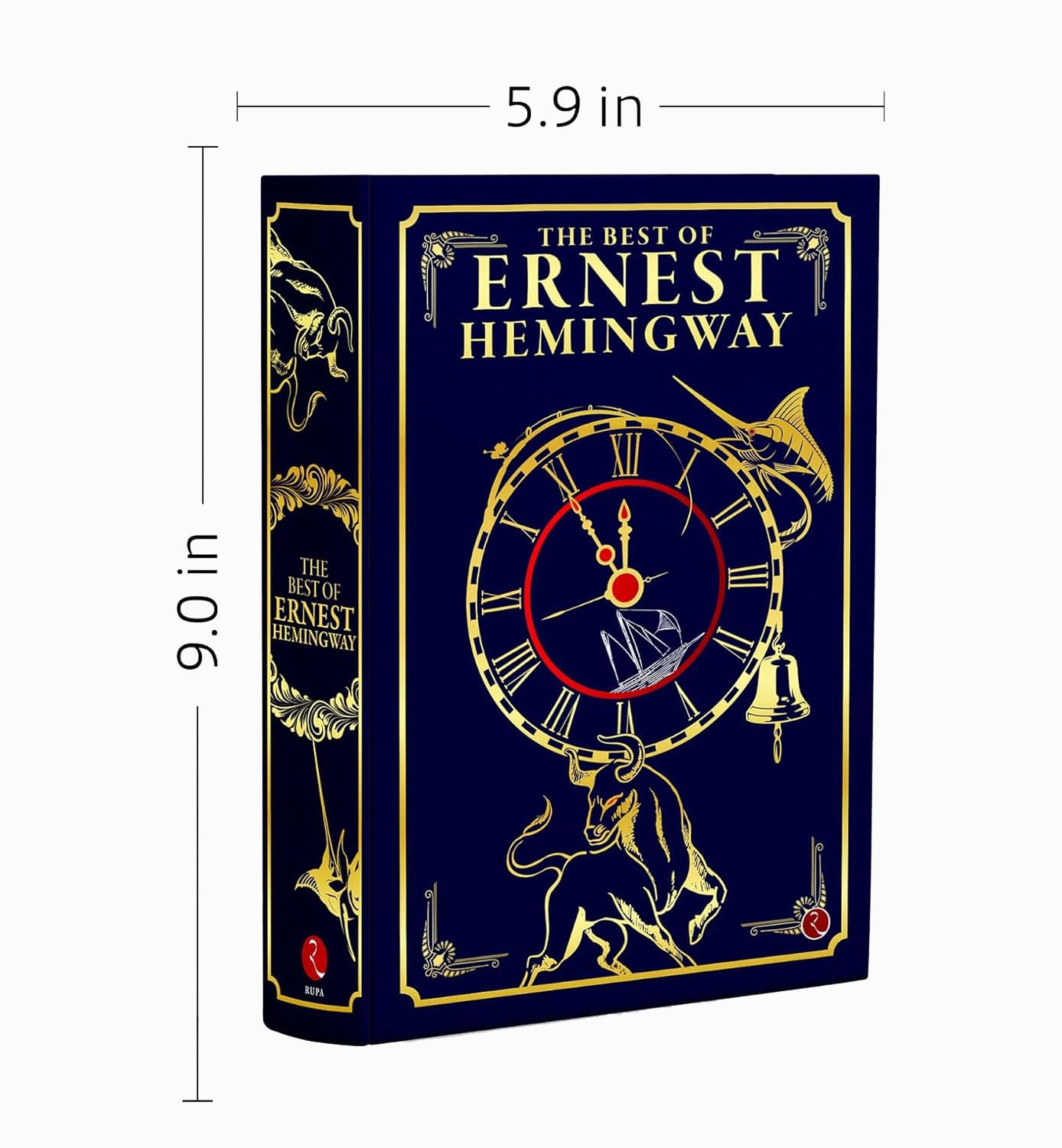 Hardback collection of Ernest Hemingway's best works, featuring classic fiction cover design by Rupa Publications Ltd.