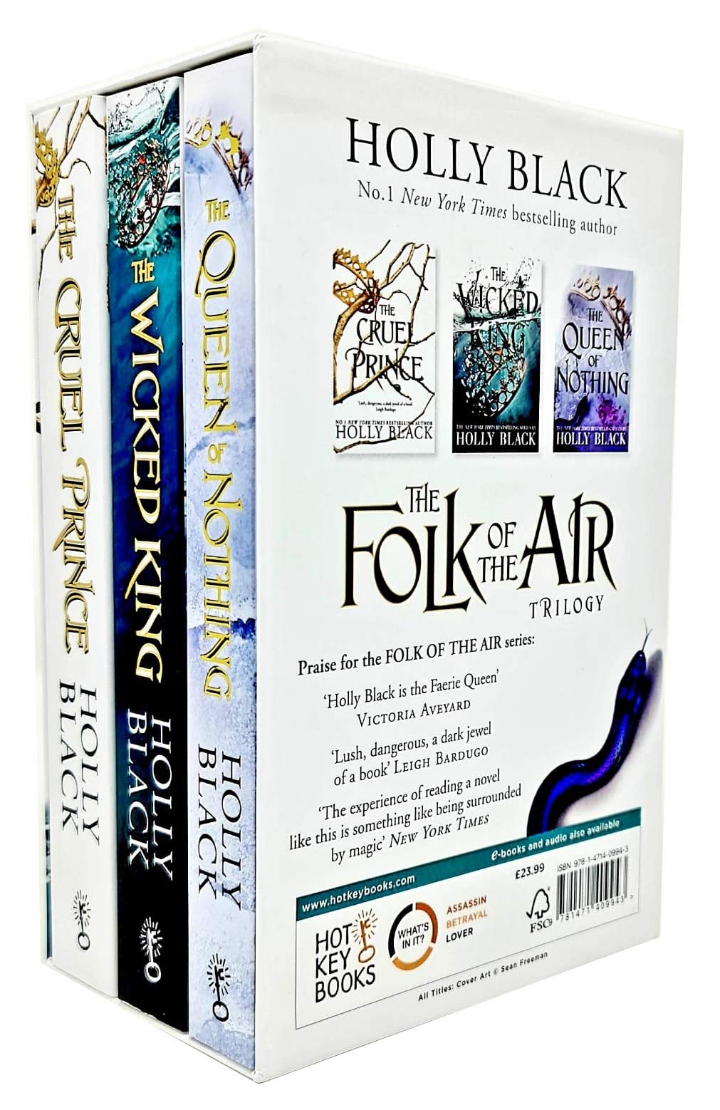 Three paperback books from Holly Black's Folk of the Air series collection, featuring fantasy fiction with mystical cover art.
