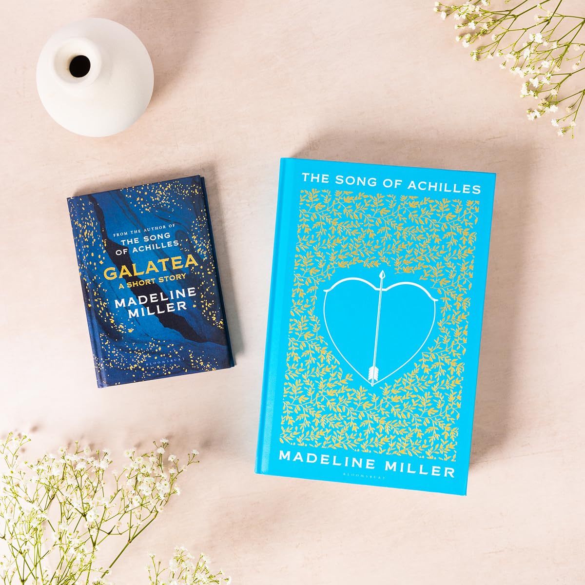Hardback edition of "Galatea" by Madeline Miller, featuring a vibrant cover design and crisp spine on a white background.