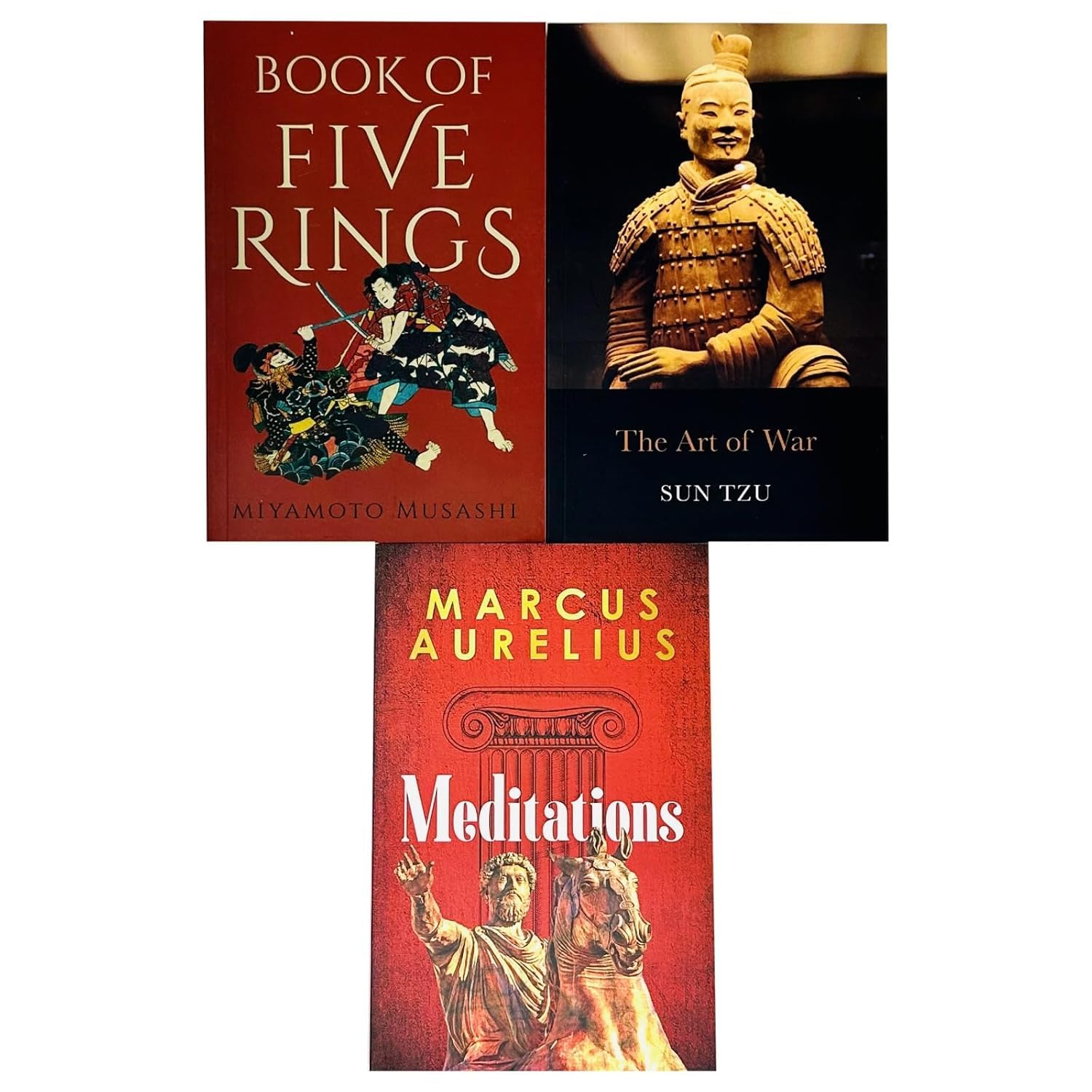 Three paperback books from the Classics by Various Authors collection, featuring non-fiction works by Marcus Aurelius.