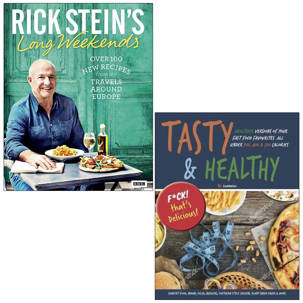 Two paperback books from the Cook Duo collection by Various Authors, featuring culinary insights from Rick Stein.