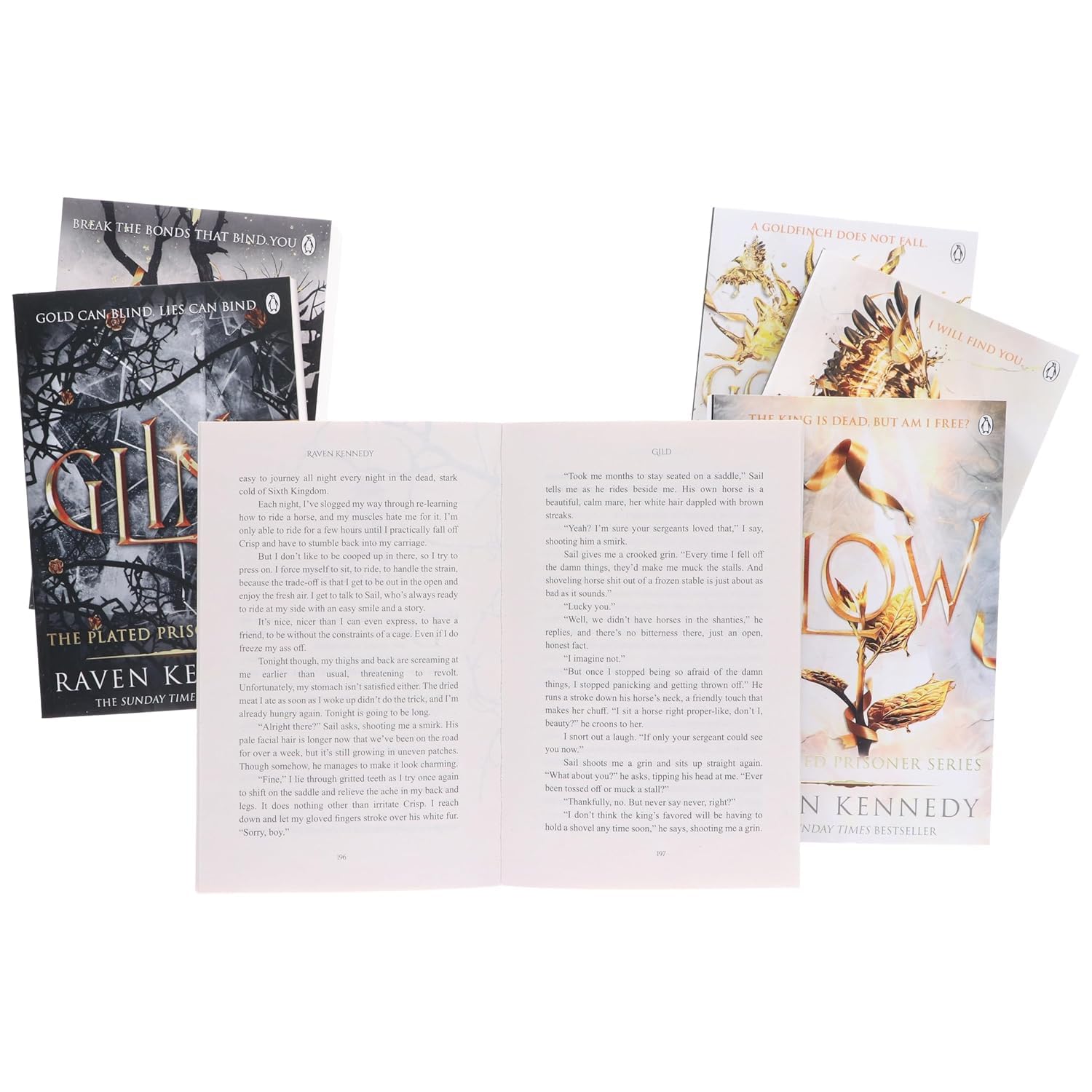 Six paperback books from Raven Kennedy's Plated Prisoner series by Penguin Ltd, featuring fantasy fiction covers in a collection set.