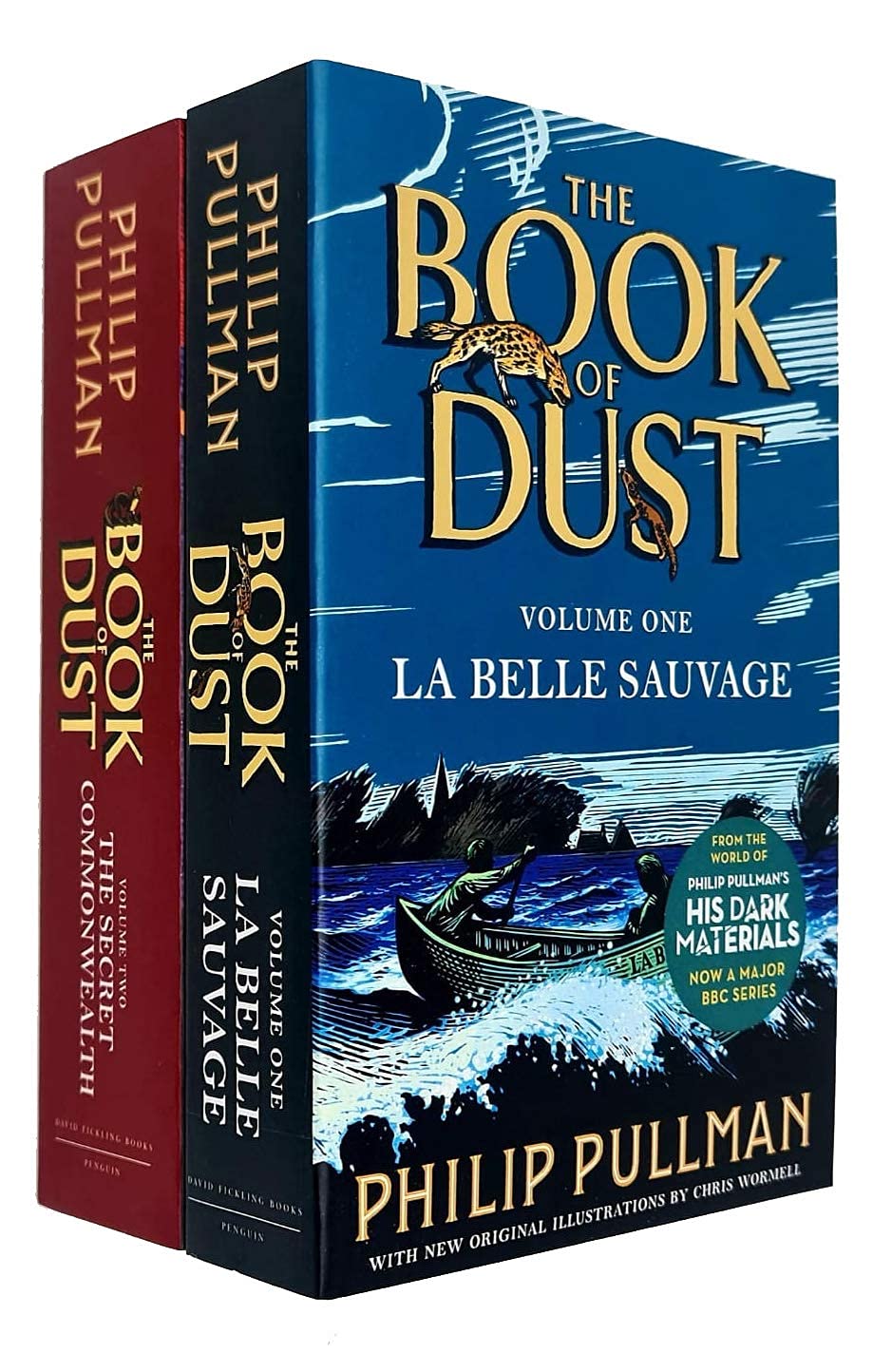 The Book of Dust by Philip Pullman, two paperback fiction books collection set with vivid covers displayed.