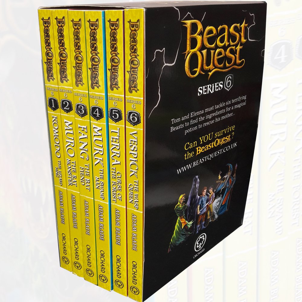 Beast Quest Series by Adam Blade, 6 paperback books collection featuring fantasy characters and adventures.