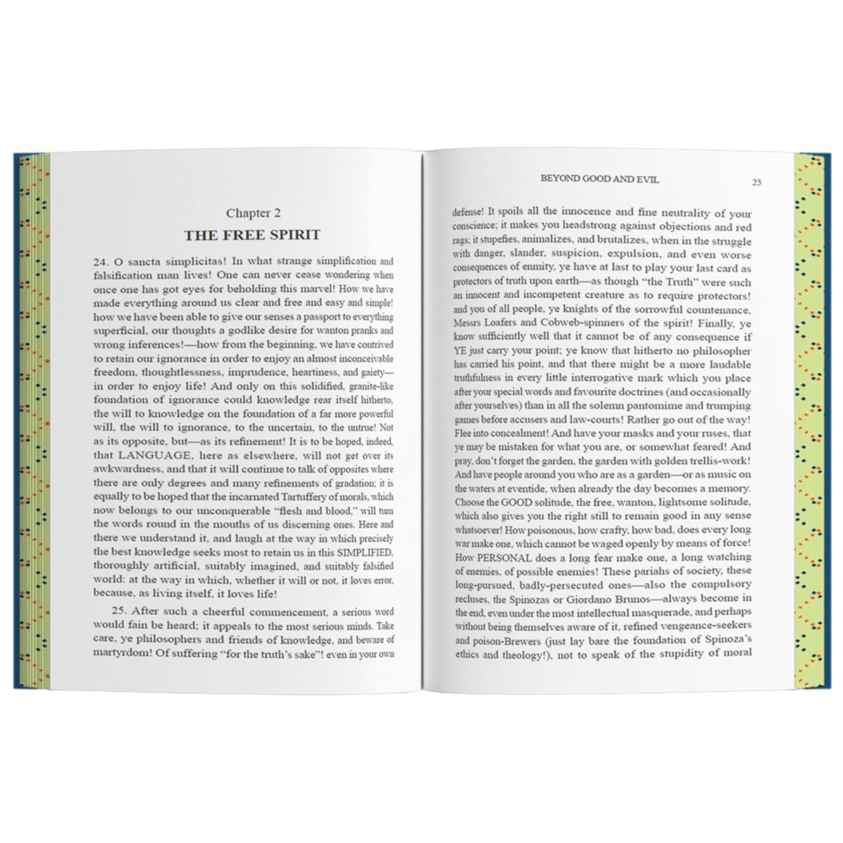 Hardback edition of "Beyond Good and Evil" by Friedrich Nietzsche, showcasing the book cover design and spine details.