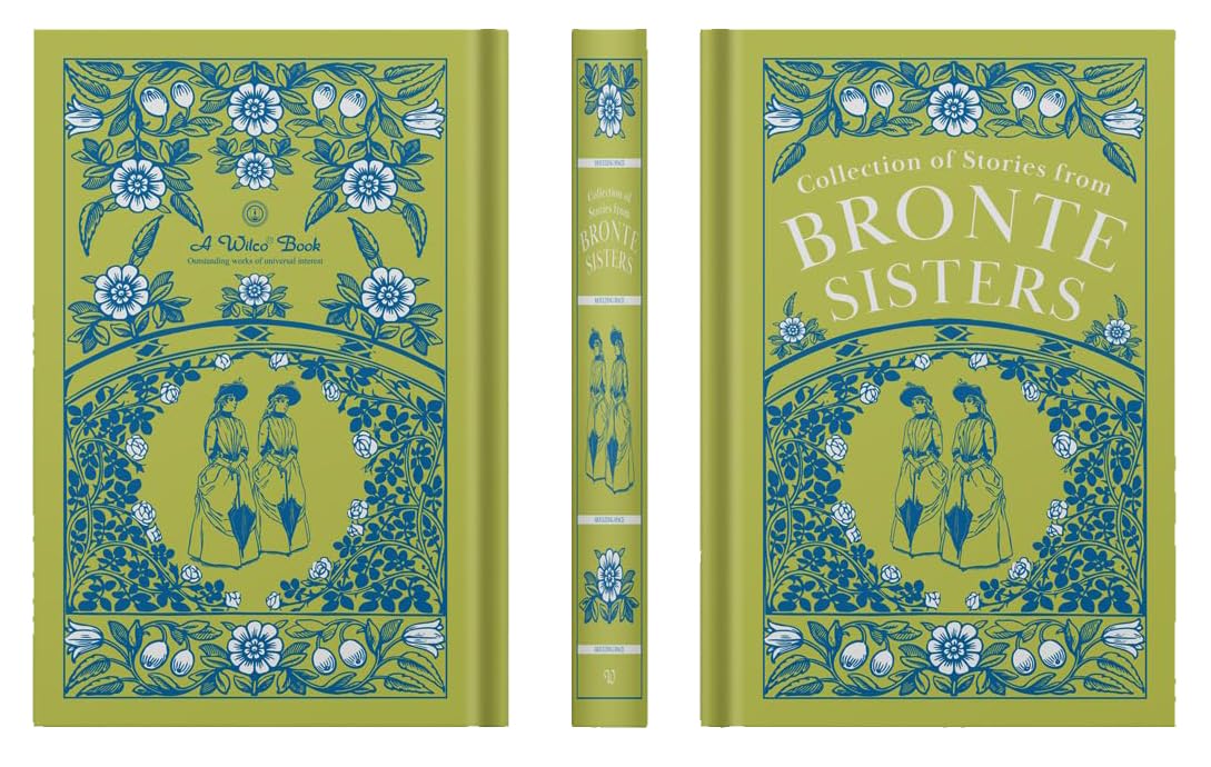 Bronte Sisters 4 Books Collection Set in hardback, featuring classic fiction by various authors, displayed on a wooden surface.