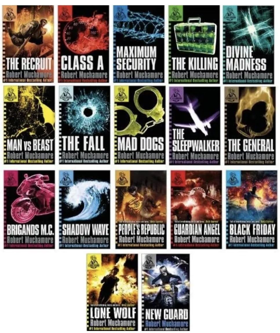 Cherub by Robert Muchamore 15-book collection set in paperback, featuring young adult adventure stories.