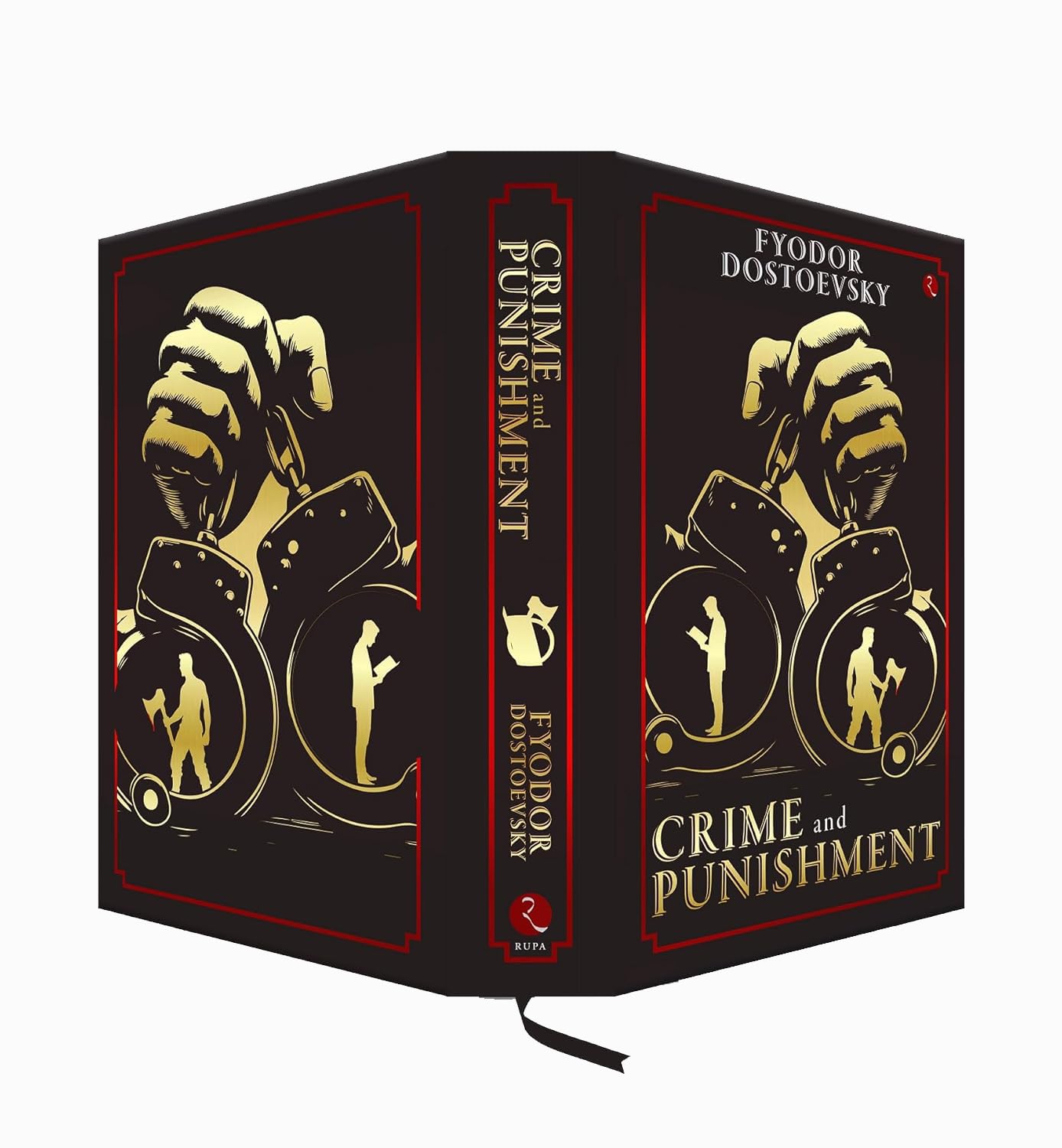 Hardcover of Crime and Punishment Deluxe edition by Fyodor Dostoevsky, featuring a leather-bound cover and classic design.