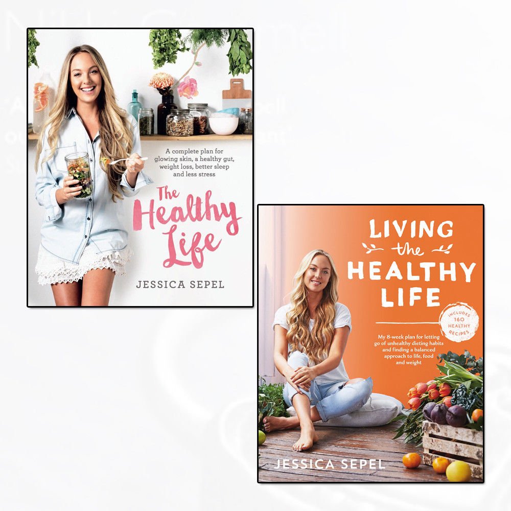 Healthy Life by Jessica Sepel 2 Books Collection Set in paperback, featuring wellness topics on a white background.
