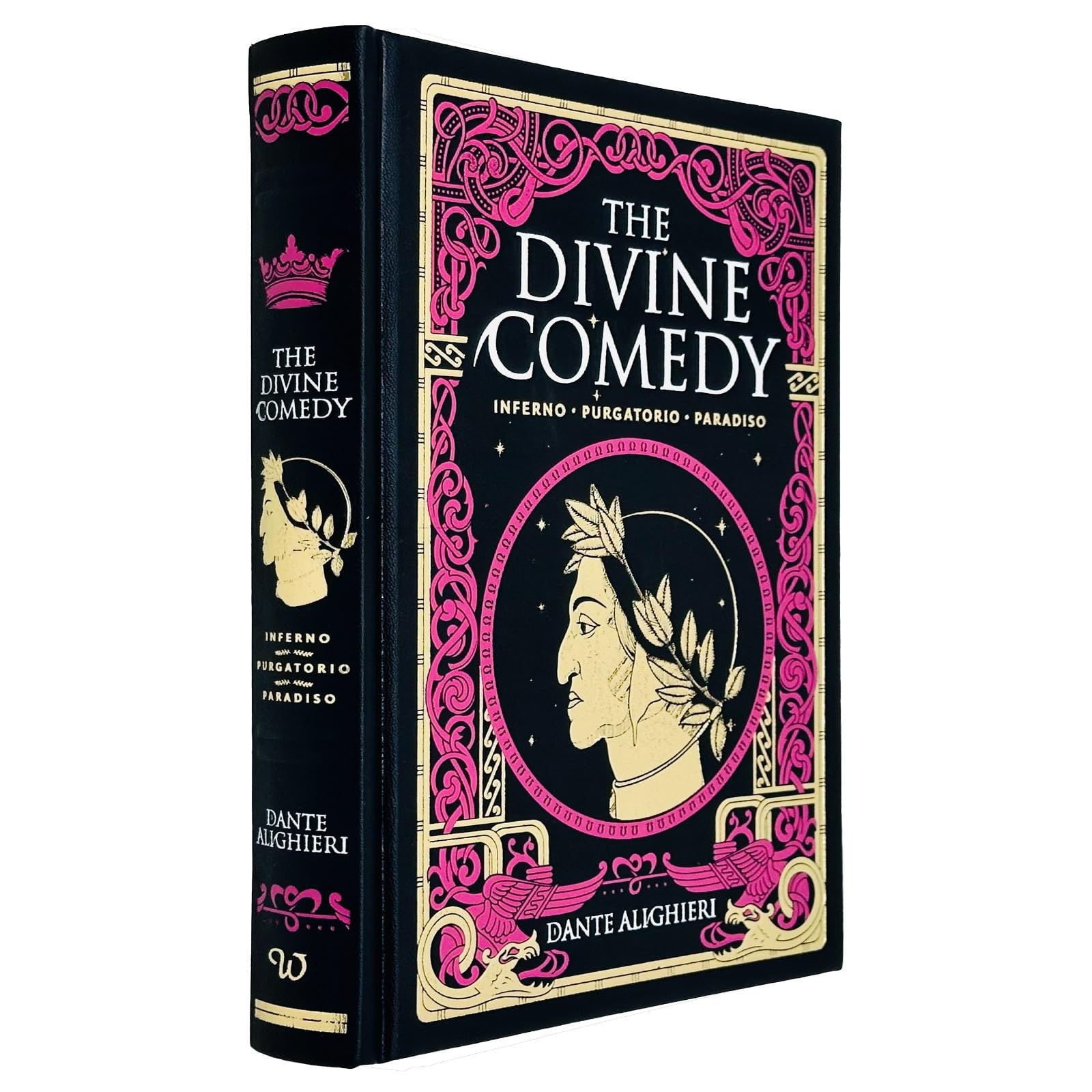 Deluxe leather-bound edition of The Divine Comedy by Dante Alighieri, featuring ornate cover design and hardback format.