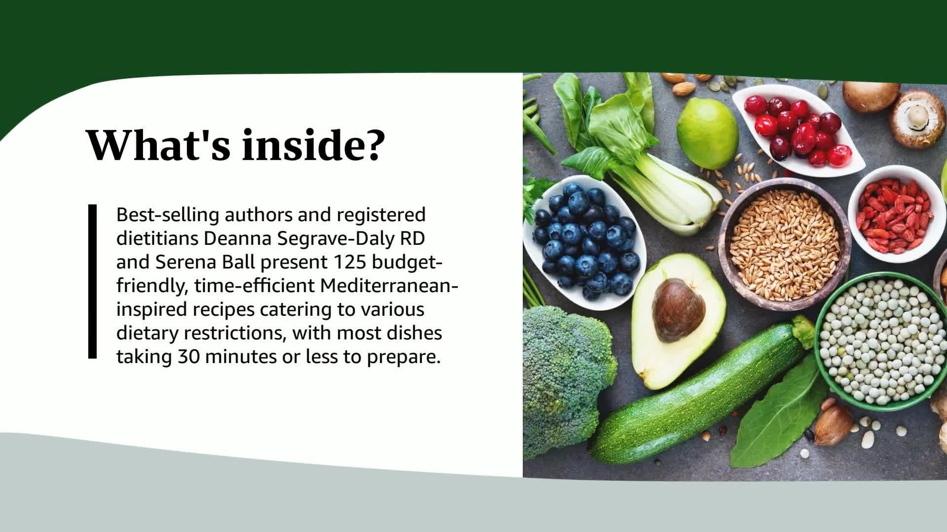 Mediterranean Diet Cookbook by Deanna Segrave-Daly, featuring colorful dishes and healthy recipes in paperback format.