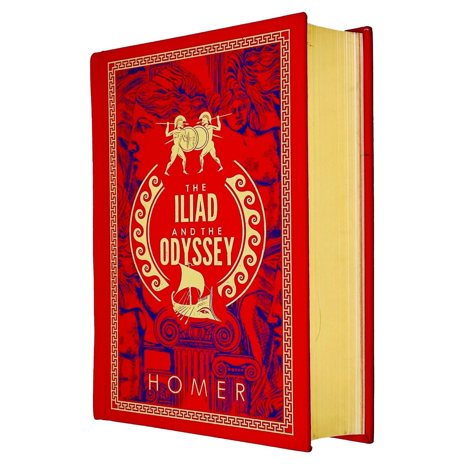 Hardback edition of The Iliad and The Odyssey by Homer, featuring classic cover design and detailed spine.