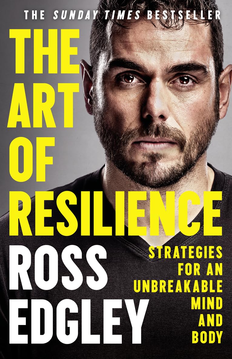 Paperback copy of "The Art of Resilience" by Ross Edgley, non-fiction book with cover featuring bold typography and design.