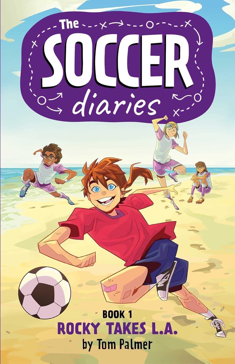 Four paperback books from "The Soccer Diaries" collection by Tom Palmer, suitable for ages 7-12, displayed together.