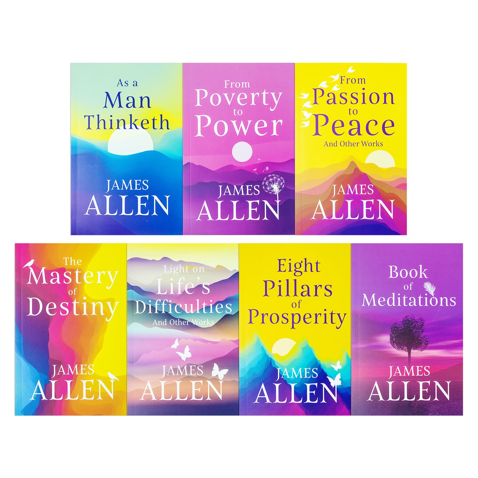 James Allen Classic Editions book set featuring seven paperback non-fiction books with cover images and titles visible.