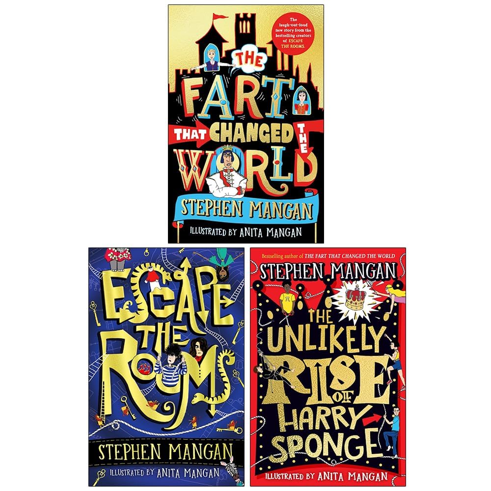 Stephen Mangan Collection set of 3 paperback fiction books by Stephen Mangan, showcasing colorful covers and titles.