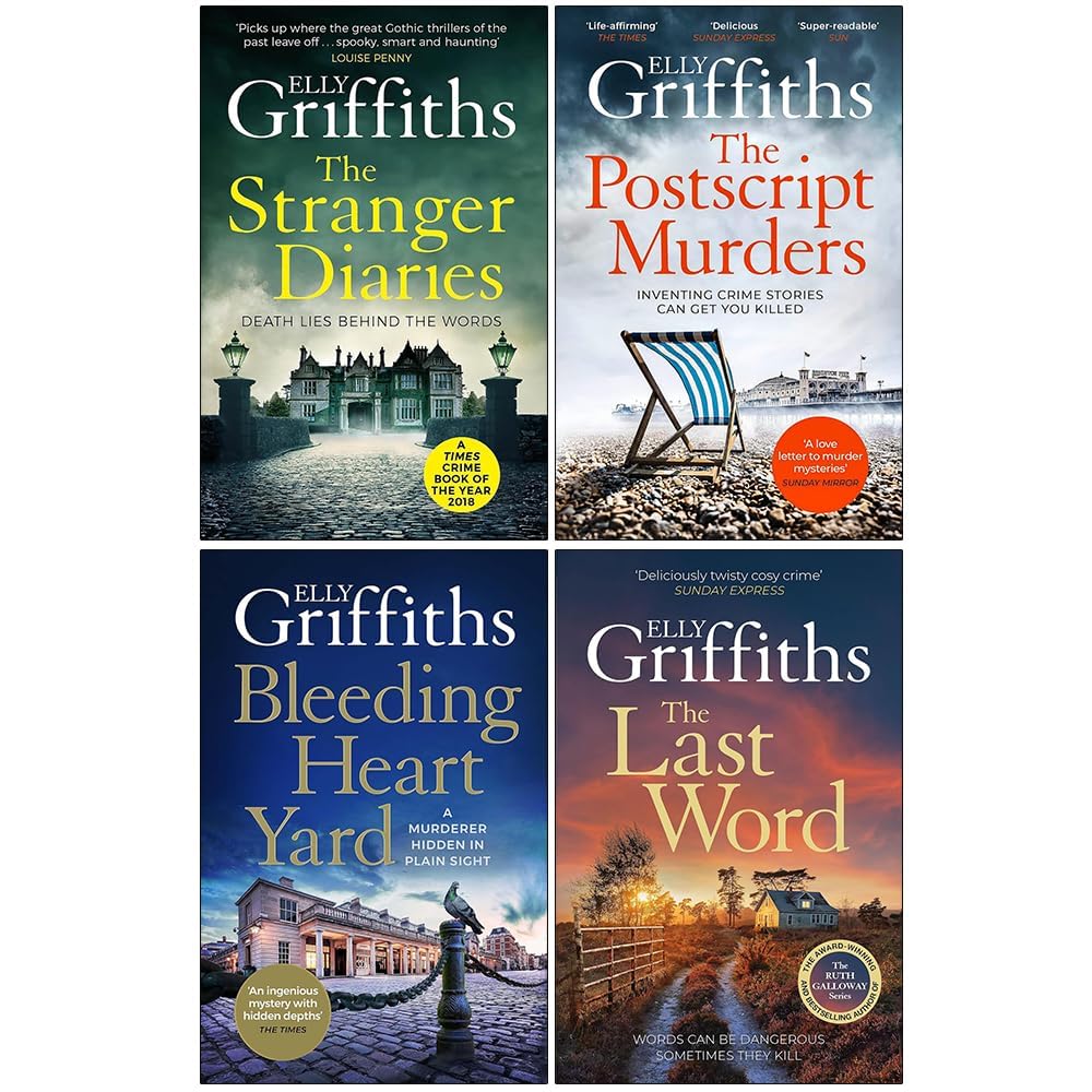 Elly Griffiths Harbinder Kaur Series 4 paperback books collection set stacked on a surface, showcasing vibrant covers.