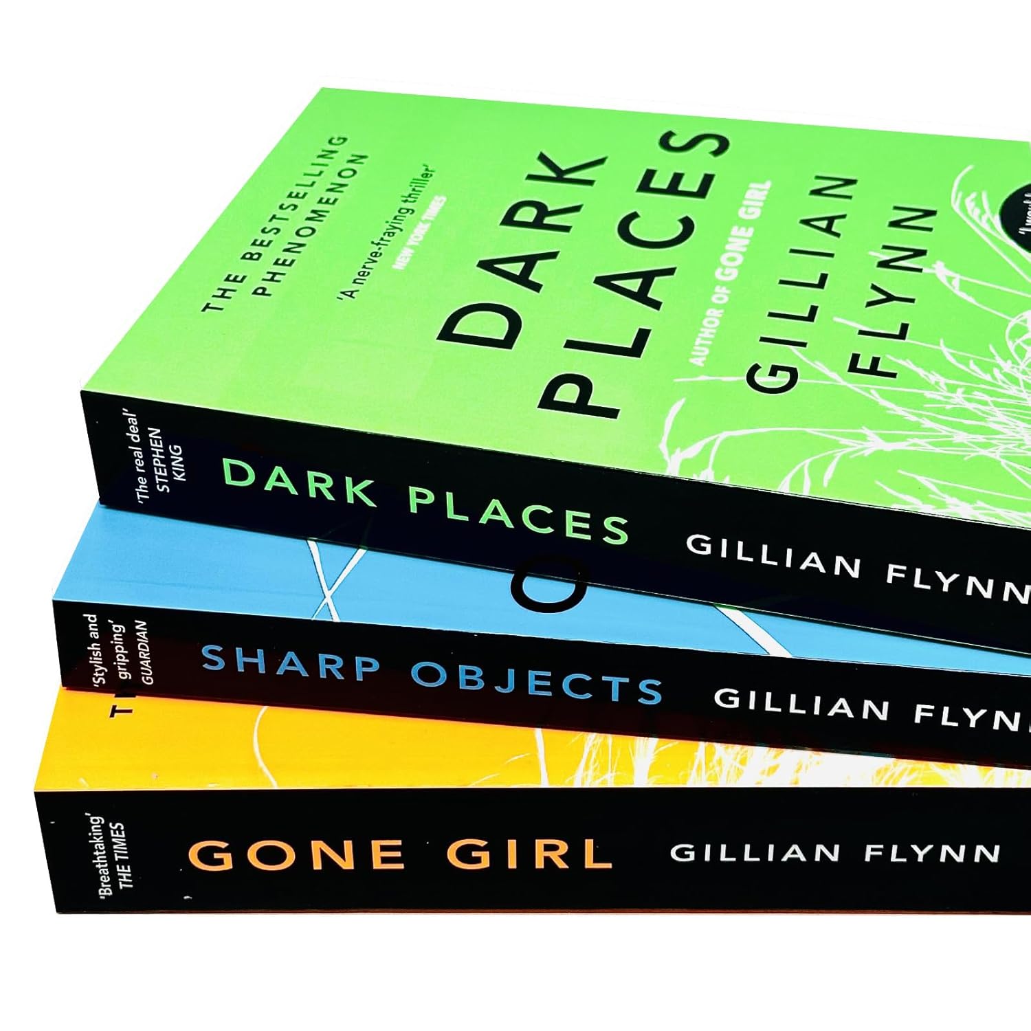 Gillian Flynn Collection of 3 paperback fiction books by W&N, featuring covers with dark and mysterious designs.