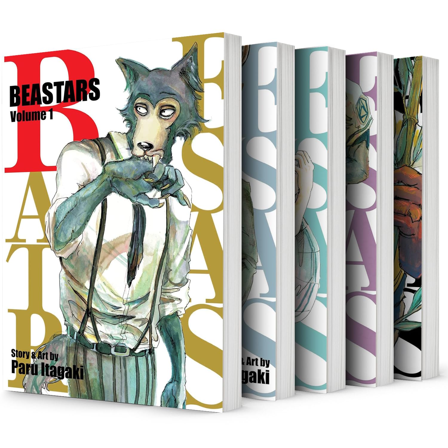 Beastars by Paru Itagaki 5-book collection set in paperback, showcasing colorful covers and unique character illustrations.