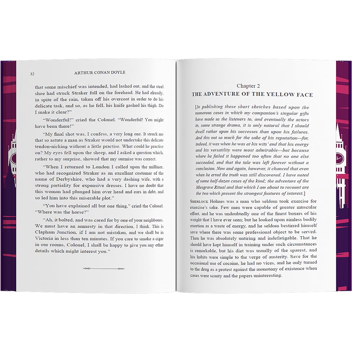 Hardback edition of "The Memoirs of Sherlock Holmes" by Arthur Conan Doyle, featuring classic cover design and details.