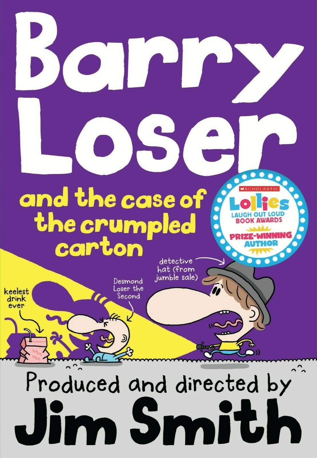 Eleven paperback books from the Barry Loser series by Jim Smith for ages 7-12, featuring colorful covers and playful illustrations.