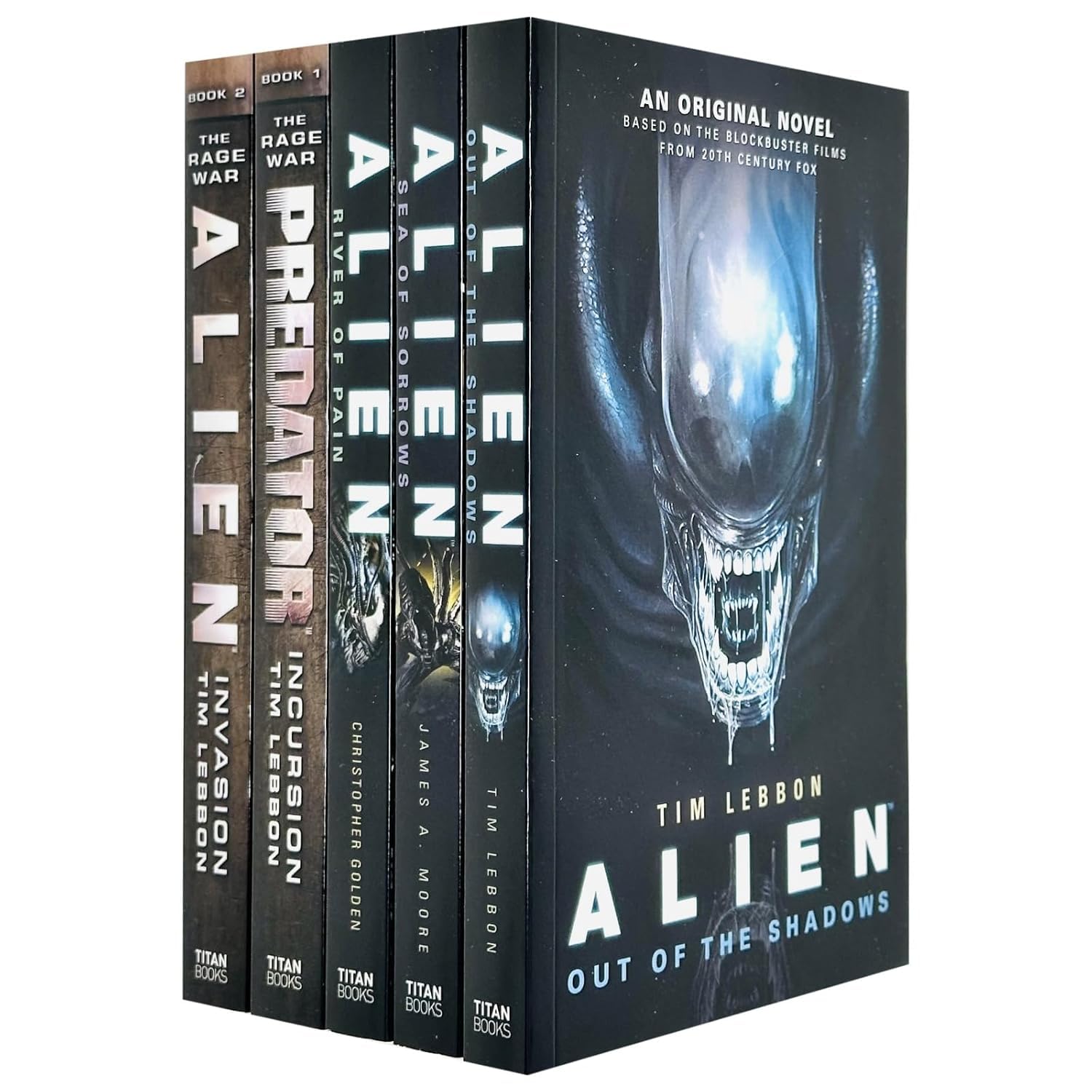 Alien Series 5 Books Collection Set by Various Authors, paperback edition displayed with covers visible, published by Titan Ltd.