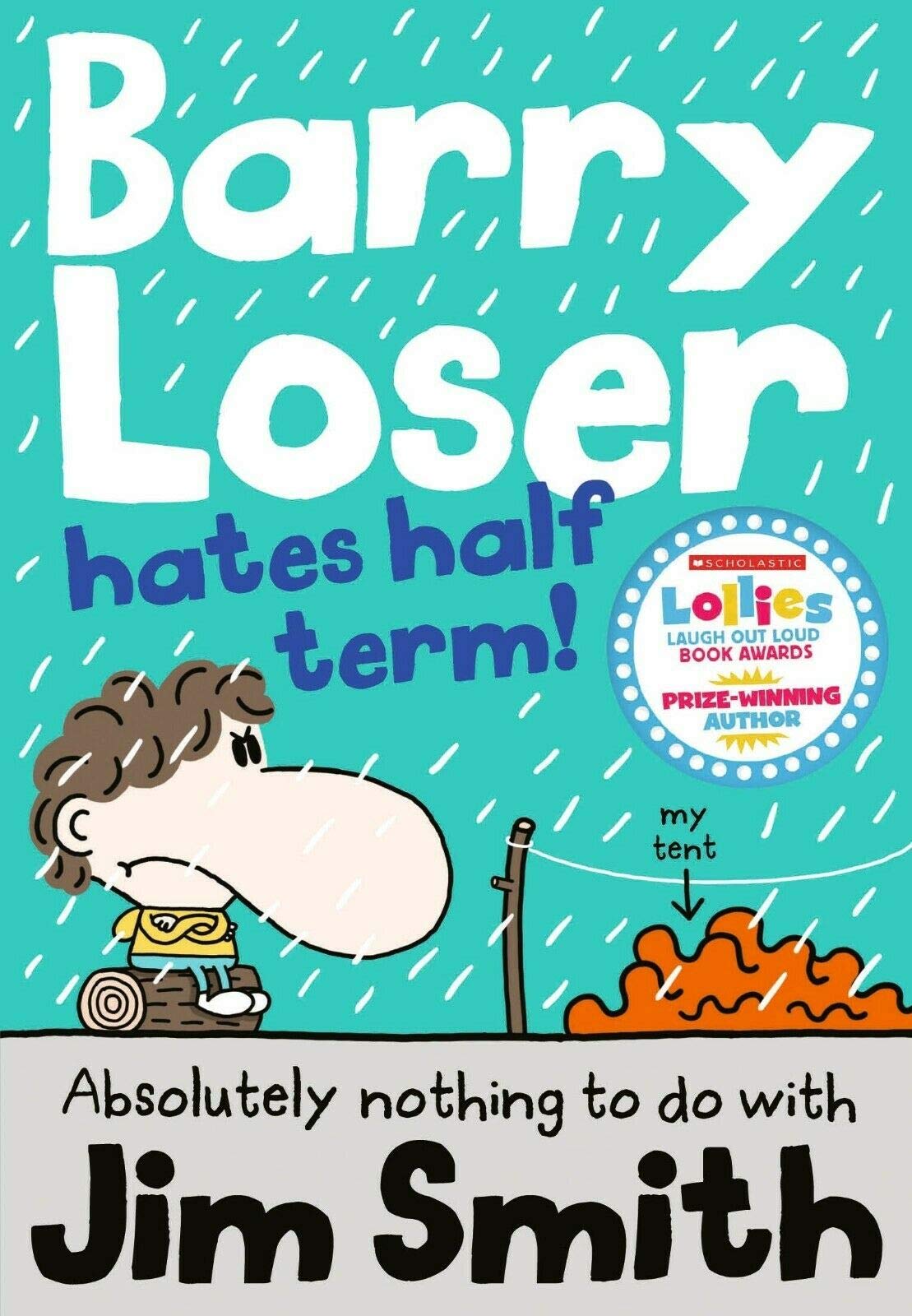 Eleven paperback books from the Barry Loser series by Jim Smith for ages 7-12, featuring colorful covers.