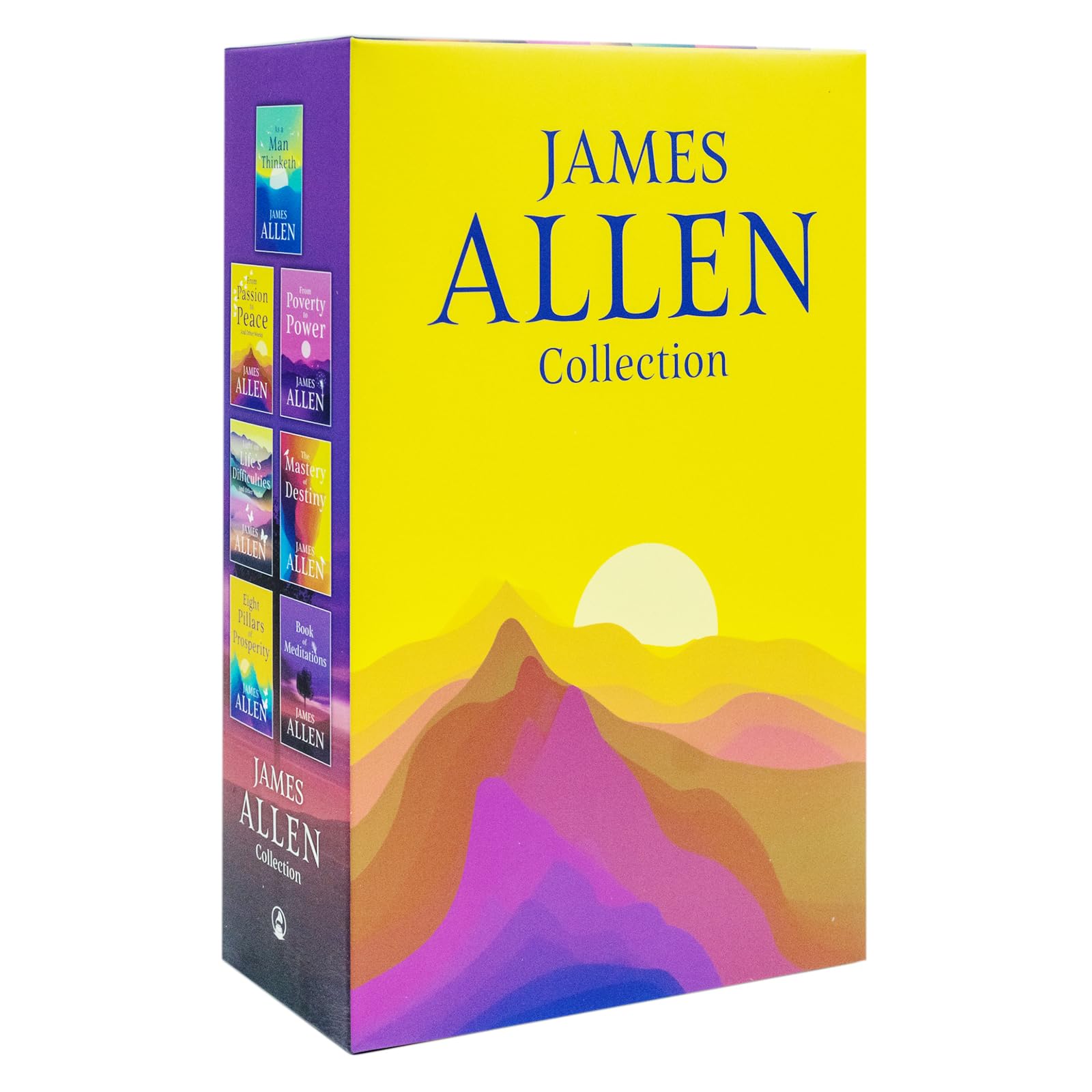 James Allen collection of 7 classic nonfiction paperback books, featuring the distinctive cover designs and titles in the set.