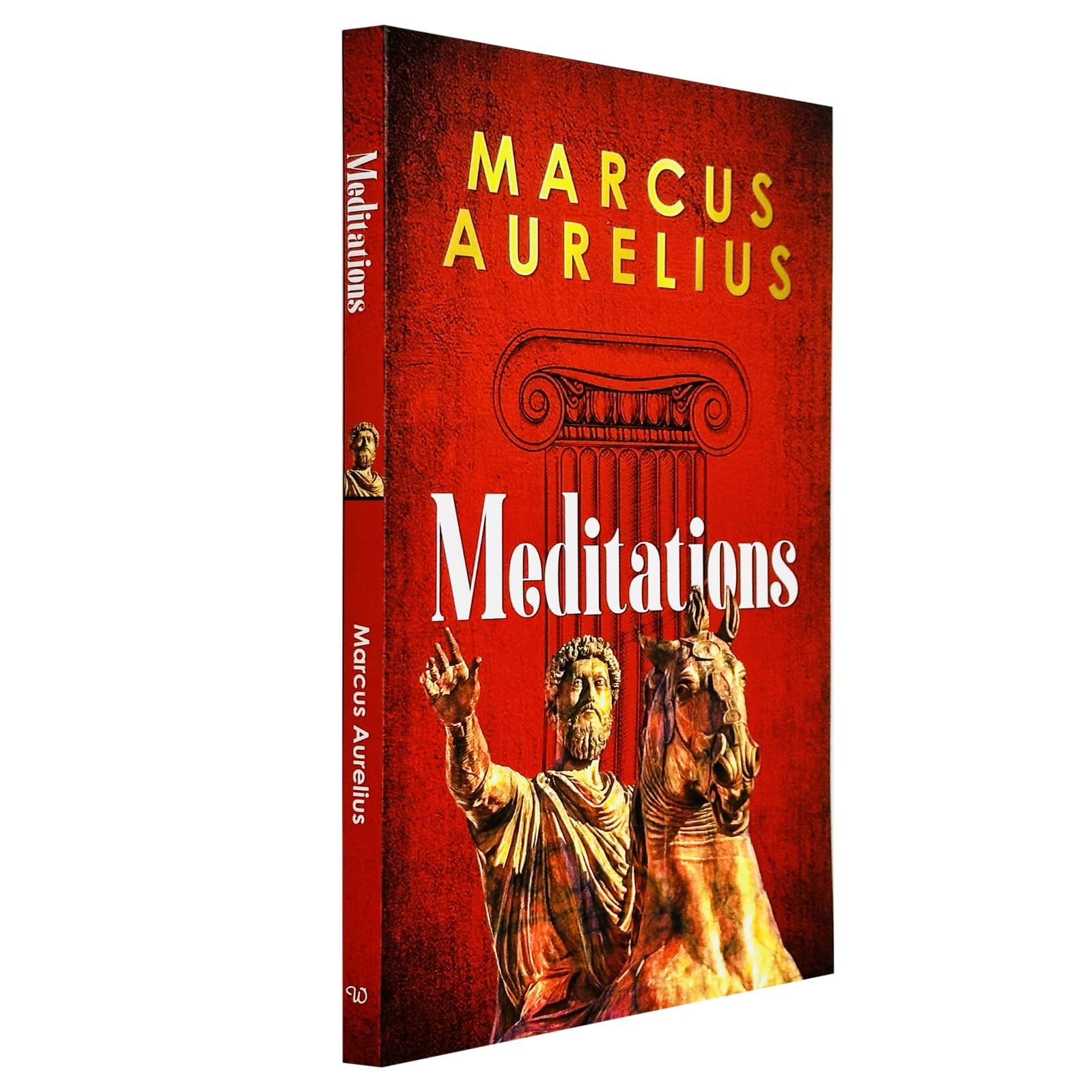 Paperback edition of "Meditations" by Marcus Aurelius, featuring a textured cover and readable spine, published by Wilco Books Ltd.