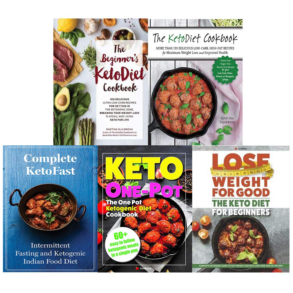 Keto Set by Various Authors, 5 paperback books on ketogenic diet, featuring recipes and tips by CookNation.
