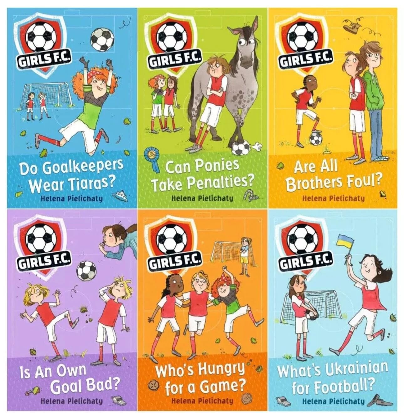 Girls F.C. by Helena Pielichaty paperback book collection box set for ages 8+, featuring six adventure stories.