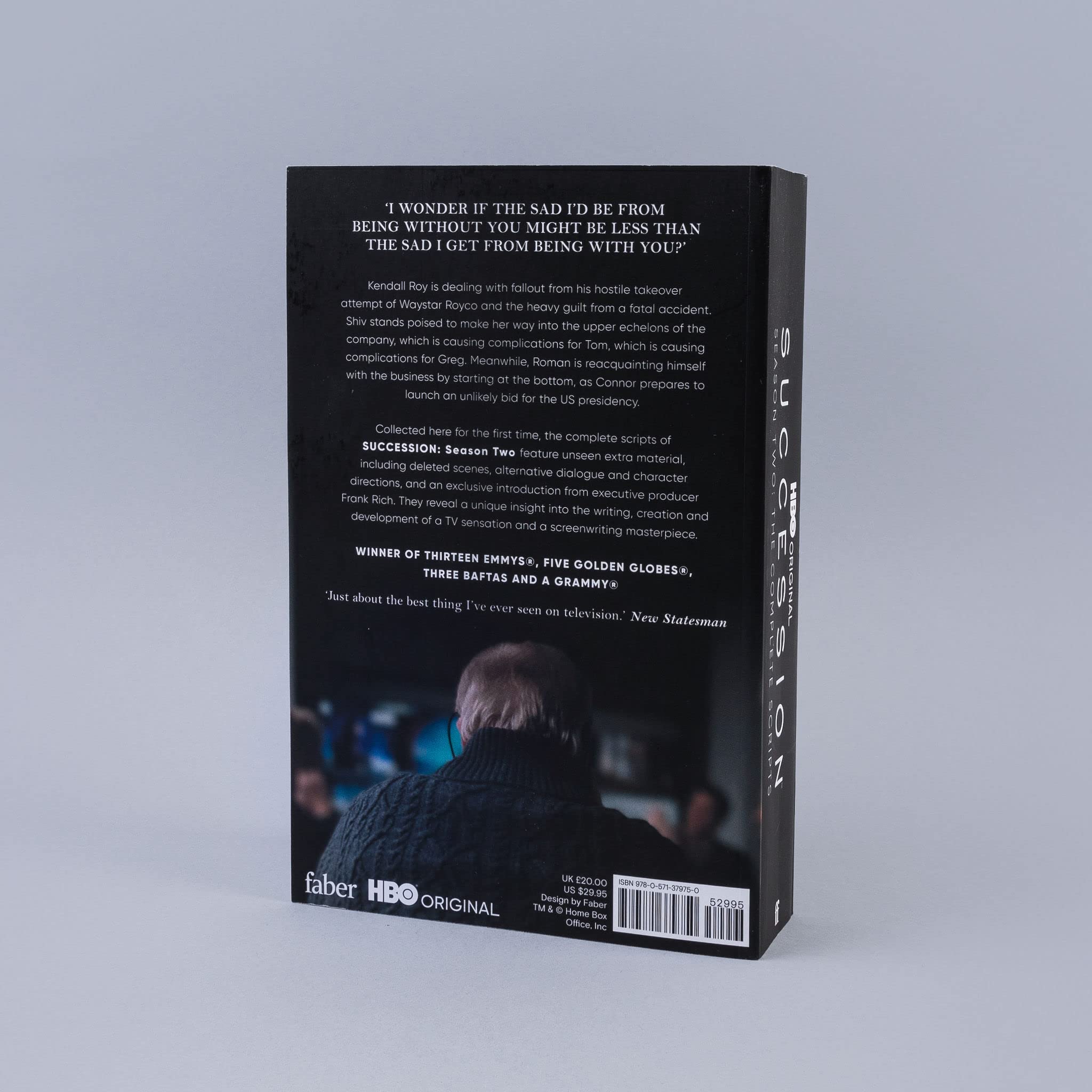 Complete scripts for Succession Season Two by Jesse Armstrong, paperback edition from Faber & Faber.