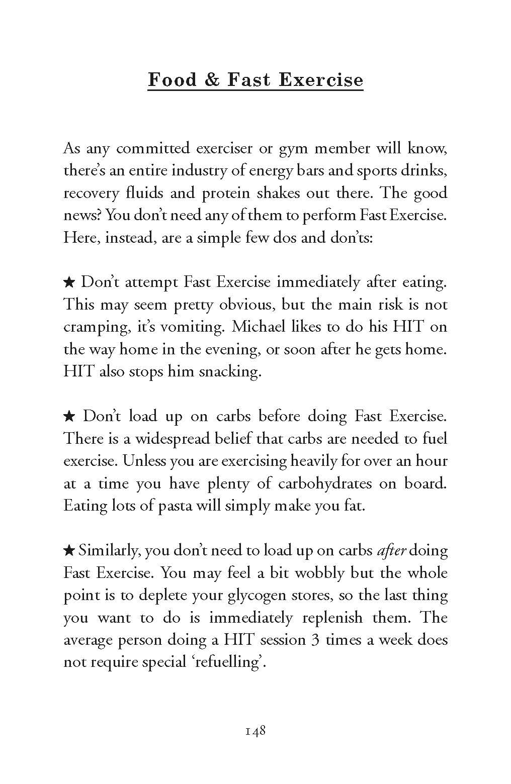 Fast Exercise paperback book by Michael Mosley and Peta Bee, featuring a minimalist cover design and readable text.