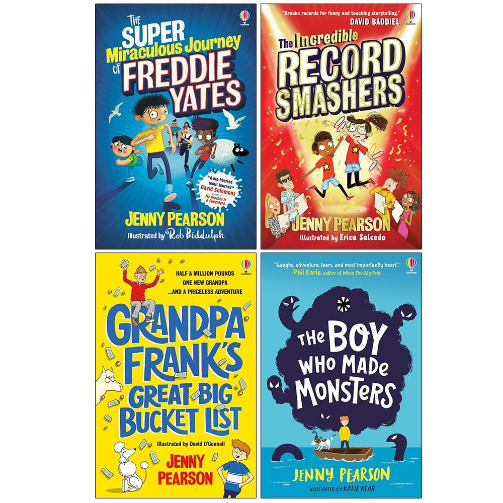 JP Collection by Jenny Pearson, 4 paperback books for ages 8-12, featuring colorful covers and engaging illustrations.