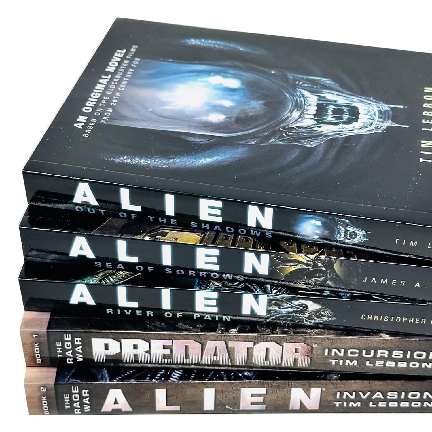 Alien Series paperback collection by Tim Lebbon featuring 5 fiction books with striking cover art.